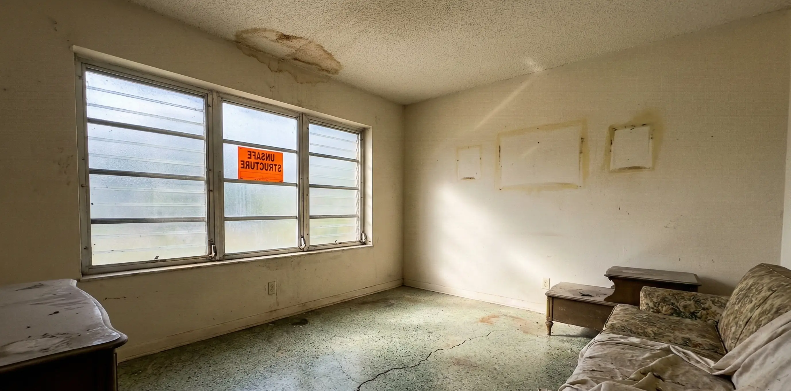 Water damage on ceiling